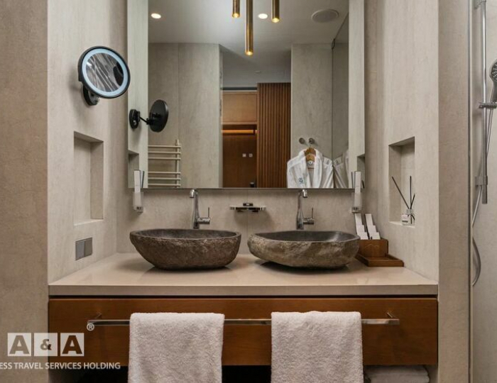 делюкс с видом на горы и двуспальной кроватью - База отдыха «Манжерок 5 звезд» Манжерок