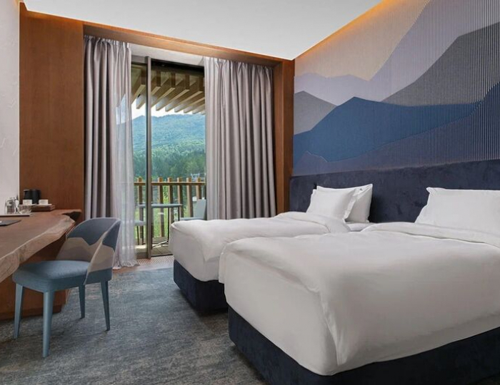 делюкс с видом на горы и раздельными кроватями - База отдыха «Манжерок 5 звезд» Манжерок