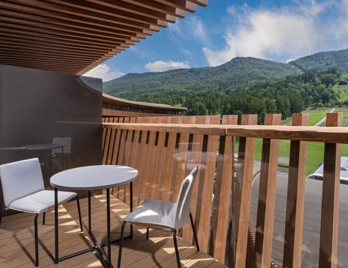 делюкс с видом на горы и раздельными кроватями - База отдыха «Манжерок 5 звезд» Манжерок